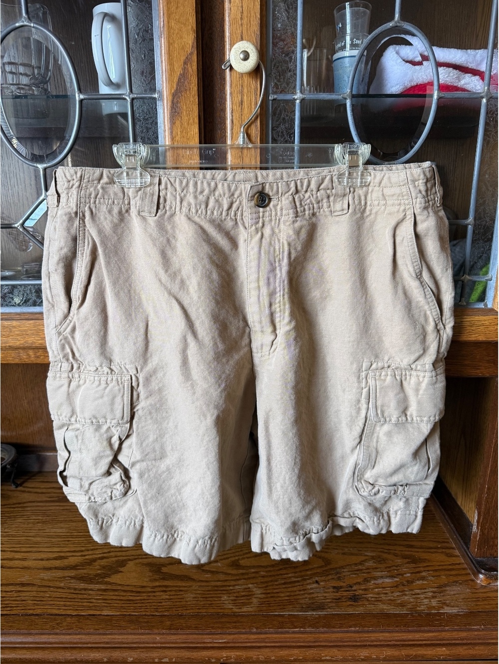 Brooks Brothers Men's 38 Linen Cotton Cargo Shorts Tan Beige Khaki Casual